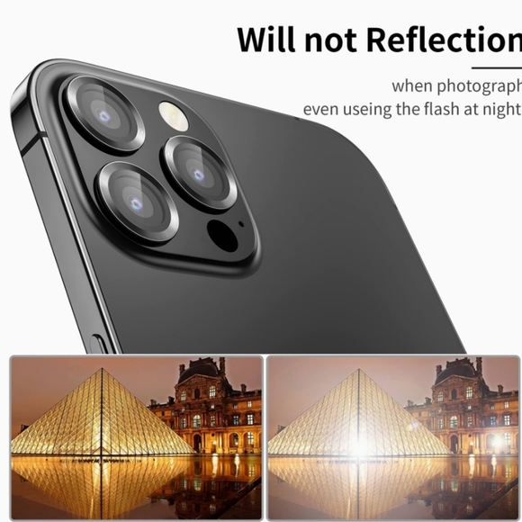 Camera lens tempered glass protector iPhone 14 Pro, 14 Pro Max Black - Picture 2 of 8